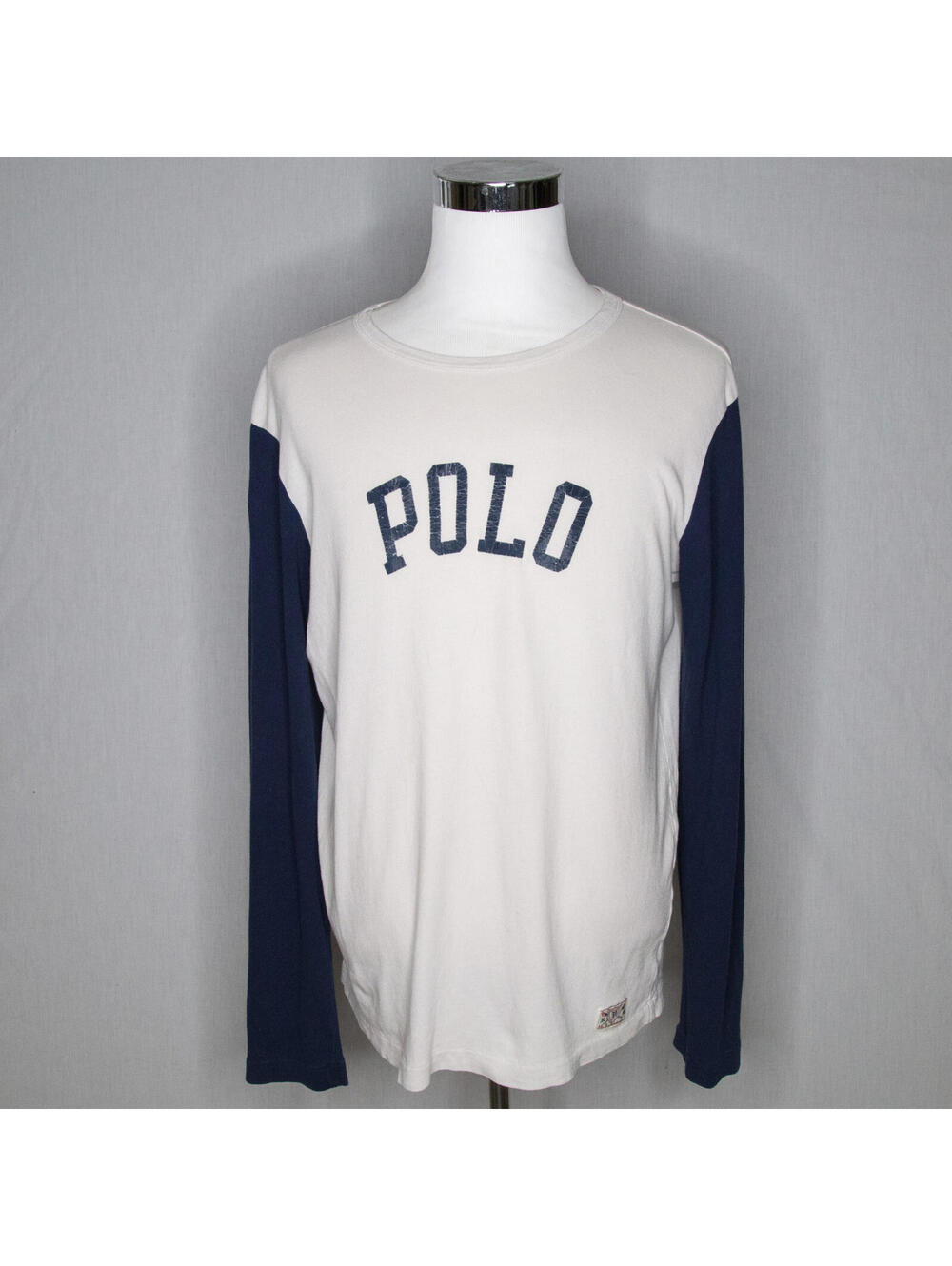 White Polo Ralph Lauren Ringer Spellout Ringer Long Sleeve Shirt Sz Large